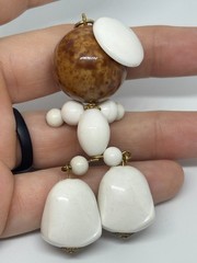 Vintage 40s 50s Articulated Parisian Frenchman Person Beaded Pendant Charm 2.5″