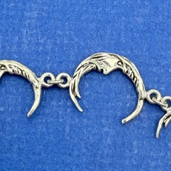 Vintage Sterling Silver 925 Crescent Moon Chain Bracelet Size 7″ New Old Stock