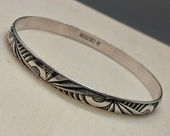 DANECRAFT FELCH Vintage ART DECO Geometric Shapes Sterling Silver BANGLE 13.5g