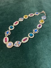Signed Reya Multicolor Gold Plated Jewels Of India Necklace tik tok Famous HTF