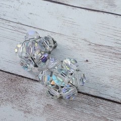 Vintage Clip On Earrings – Mismatched – Iridescent Cluster Earrings