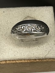Jezlaine Open Work 925 Sterling Silver VTG. Scroll Dome Band Ring SZ 7.25