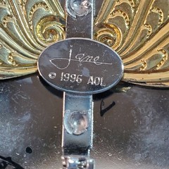 Vtg Jane Davis Angel Of Love Faux Pearl Rhinestone Ribbon Mixed Metal Brooch Pin