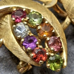 Vintage H. Stern 18K Gold Multicolor Rainbow Stones CLIP Earrings Mid Century