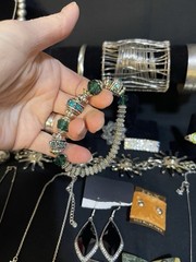 Vintage To Now Lot Silver tone Jewelry Necklace Bracelet Earrings Ring Belt