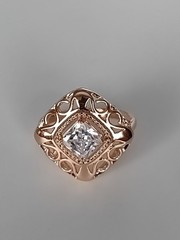Vintage 1990-s 14 Ct Rolled Gold Zircon Ring Size UK P US 7 1/2- Hallmarked!