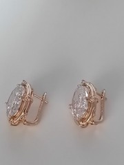 Vintage 1990s 14 Ct Large Rolled Gold Crystal Zircon Earrings-Hallmarked 585 RG