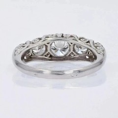 Art Deco Style Round Cut Lab Created Diamond Vintage Engagement 14K Gold FN Ring
