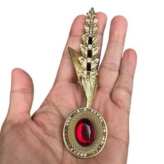 VTG Whiting Davis Feather Brooch Pin 5 Inch Red Glass Rhinestone Gold Plate Rare