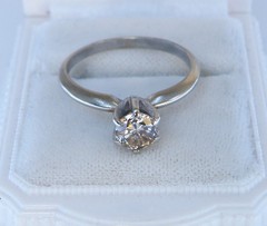 14k Natural .50ct Round Diamond Engagement RING Sz 5.5 Brown Yellow Color Change
