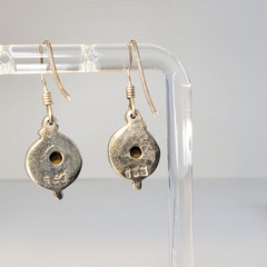 Vintage Gold Hematite Sterling Silver 925 Earrings Two Tone Dangle Drop 1″ Lobe