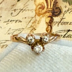 Size 5.75 – 14K 585 Rose Gold & Fianite (CZ) Vintage East European Ring – #1995