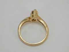 Vtg ASH 14K Yellow Gold Marquise Dark Blue Sapphire & Diamond Ring Size 7.5 585