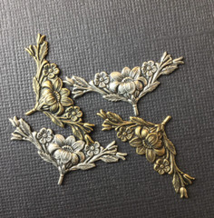 30803 2 Pc Brass Oxidized Victorian Floral Flourish Jewelry Finding