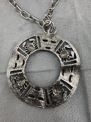Vintage Sarah Coventry Cancer Zodiac Necklace Talisman Of Love 26″ Signed
