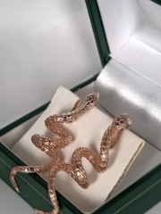 Vintage 1990-s 14 Ct Rolled Gold Long Solid Snake Earrings-Hallmarked 585 RG