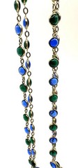 VTG Poured Glass Bezel Set Link Necklace 54”