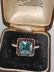 Vintage 1990-s 14 Ct Rolled Gold Aquamarine Ring Size UK P US 7.5 Hallmarked!