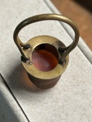 Antique GRAND TOUR 1920s-30s SHELL CAMEO hand carved VICTORIAN brass copper 5.25