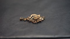 19c. Victorian Art Nouveau Rose 8К Gold Rose-Cut Diamond Ruby Necklace Pendant