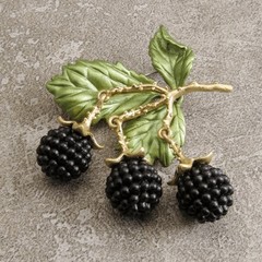 Elegant Vintage Blackberry Brooch Pin Rhinestone Crystal Gold Leaf Women Men Gif