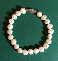 Vintage Genuine Real Freshwater Pearl Bracelet Sterling Silver 925 Knotted P18