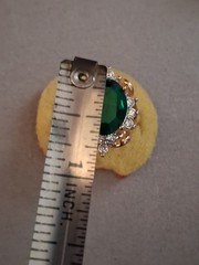 14K gold plated Lind Cubic Zirconia halo green stone vintage ring. SZ 4.5