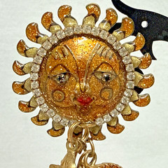 ” LUNCH at the RITZ ” Sun Goddess Solar Loops Swarovski Crystal Clip-on Earrings