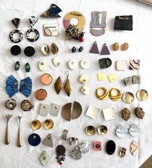 25 Vintage enamel retro earrings collection clip pierced 1980’s mod jewelry lot