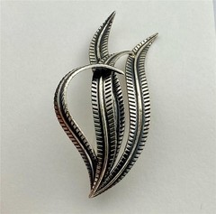 Vintage Danecraft Sterling Silver Fern Leaves Brooch Pin