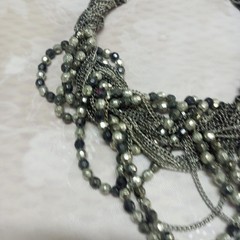 Vintage Short Haevy Large Silver Grey Bearded Necklace Women Accessories Jewelry