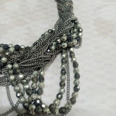 Vintage Short Haevy Large Silver Grey Bearded Necklace Women Accessories Jewelry