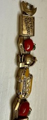 Vintage School Best Teacher Apple Goldtone Slider Charm Bracelet Bus Globe 7.5”