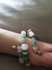 vintage wrap bracelet sterling silver green and lavender jadeite cloisonne beads