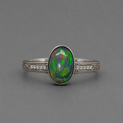 Natural Ethiopian Black Opal Ring 6×8 mm 925 Sterling Silver Vintage Oval Cab