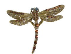 Fancy Dragonfly Crystal Rhinestones Brooch Pin USA Seller