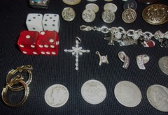 Estate Lot Grandma’s Lot Vintage Sterling, Vtg Coins, Buttons, Watch, & Bakelite