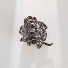 Large Vintage Rose Brooch Red and Blue Dual-color Rhinestone Pin for Women