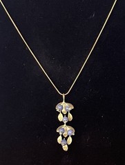 Vintage Artisan Botanical Blueberry Berry Cluster Pendant Necklace 18–20”