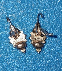 EvezBeadz Vintage Berebi Elegant Pierced Earrings Blue Crystal & Faux Pearls