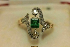 2Ct Art Deco Style Lab Created Emerald Engagement & Wedding 14K Gold Finish Ring