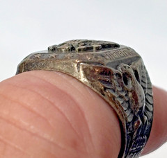 WW2 Sterling Silver Military Signet Ring 15.2 Grams Size 8.75 FD Sterling