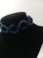 Vintage Czech Republic Choker Necklace Blue Beads Infinity 90s Y2K