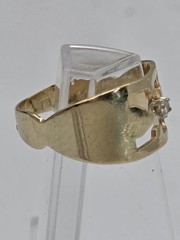 Vintage 14K Yellow Gold & Diamond Baby Ring Size 2.5 Initial X Signet Band 1.6g