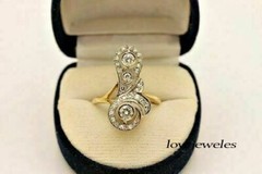14K 2-Tone Gold Over 1.50CT Round Lab-Created Diamond Vintage Art Deco Ring Gift