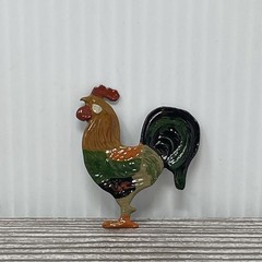 Vintage Germany KUHN ZINN ZINC 93% Rooster Enameled Broch