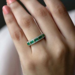 2Ct Lab Created Emerald Engagement Wedding Band Ring 14K Yellow Gold Plated