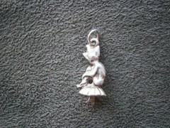 Cornish Piskie Pixie on Toadstool Vintage Sterling Silver Bracelet Charm 2.0g