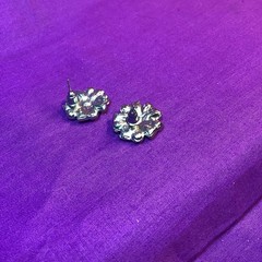 AAA 1980s Purple & Clear Faceted Rhinestone Statement Pierced Earrings E49