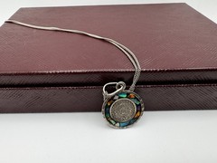 Vintage Taxco Cardenas 950 Fine Silver Aztec Calendar Pendant 925 Chain